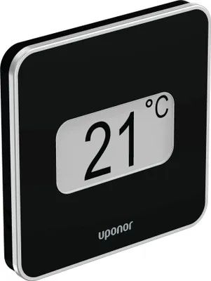 Produktbild von Uponor Smatrix Wave T-169 Raumthermostat mit Feuchtigkeitsfühler, funkgesteuert, schwarz, 1087817