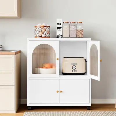 Image de Armoire de rangement 80 x 40 x 90 cm - Métal - Multifonctionnelle - Vitrine