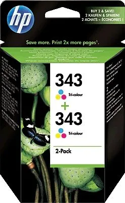 Produktbild von HP 343, Hohe (XL-) Ausbeute, Cyan, Magenta, Gelb, Tinte auf Pigmentbasis, 2 Stück(e), 330 Seiten, Multipack