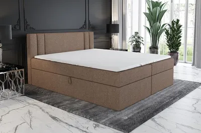 Produktbild von Boxspringbett SONG 120x200 mit 2 Bettkästen, Bonell-Matratze und Topper. Möbel vom Hersteller- Handarbeit!Bett Komplett-Set mit Matratze,Bettkasten & Kopfteil. Stoff SAVANA. Elegantes Bett mit massives Kopfteil.