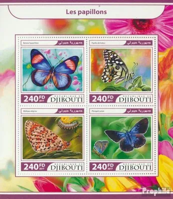 Produktbild von Briefmarken Dschibuti 2017 Mi 1692-1695 Kleinbogen (kompl. Ausg.) postfrisch Schmetterlinge