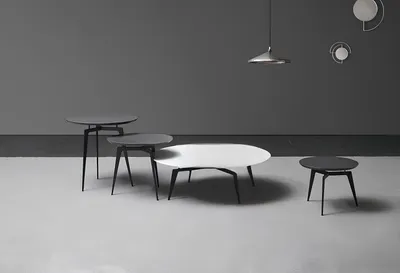 Image de Set de 4 tables d'appoint tables rondes Zeitungs Designer Marmor Tisch