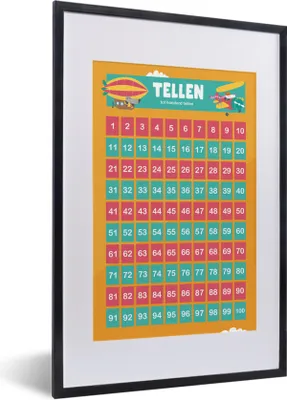 Produktbild von MuchoWow® MuchoWow® Gerahmtes Poster Kinderzimmer - Zählen - Lernen - Jungen - Mädchen - Kinder - Orange - Kinder 40x60 cm - Poster mit zchwarzem Bilderrahmen - Poster in Rahmen