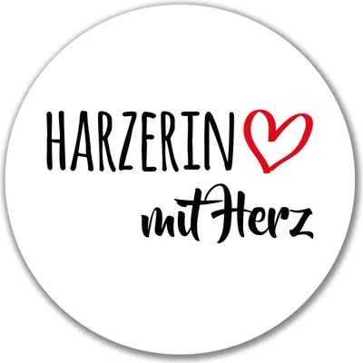 Produktbild von Huuraa Aufkleber Harzerin mit Herz 10cm rund Sticker Geschenkidee