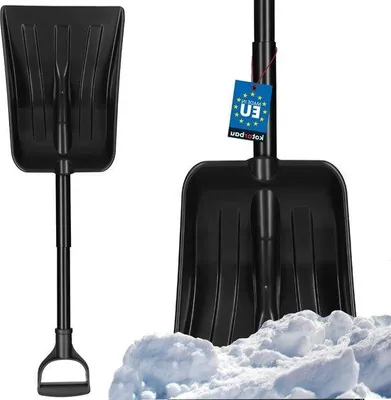 Immagine prodotto di Spala da neve in plastica con manico in alluminio - 80 cm - piccola spazzaneve per auto - carriola da neve