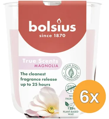 Produktbild von 6 Stück Bolsius Duftglas 80/73, Duft: Magnolia (je 1 Stück)