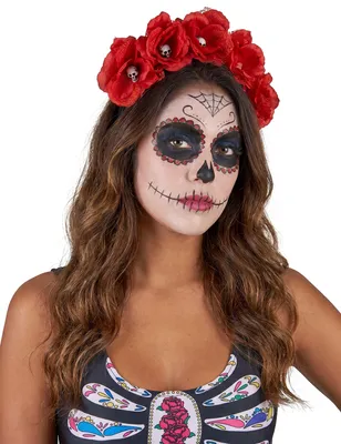 Immagine prodotto di Dia de los Muertos cerchietto con petali di rosa accessorio di Halloween rosso -