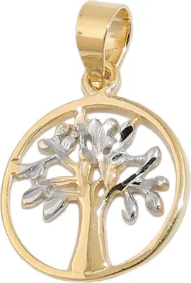 Produktbild von Anhänger, 12mm Baum des Lebens Lebensbaum 375 Gold Gelbgold bicolor klein & fein