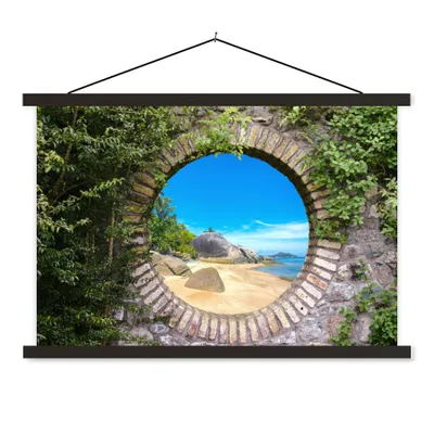 Produktbild von MuchoWow® Textilposter Sommer - Strand - Aussicht - Tropisch 60x40 cm mit schwarzem Rahmen - Hölzernes
