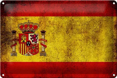 Produktbild von Blechschild Flagge Spanien, 30 x 20 cm, Blechschilder Fahne Nationalität