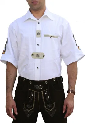 Produktbild von Trachtenhemd für Trachten Lederhosen Trachtenmode weiß GW1257, Größe:M