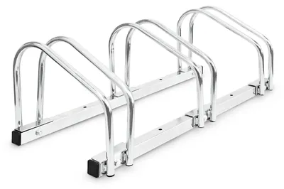Produktbild von Relaxdays Fahrradständer, Für 3 Fahrräder, Boden- und Wandmontage, HBT: ca. 26 x 73 x 32 cm, silber