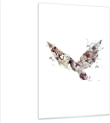 Produktbild von Bilder auf glas - Einteilig - Vogel Abstraktion - 80x120cm - Glasbilder - Wandbilder - Bilder - zum Aufhängen bereit - Wanddekoration aus Glas - Glas Bilder - Wandbild auf Glas - GPA80x120-4109