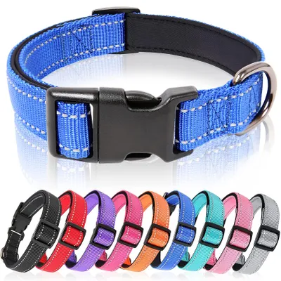 Productafbeelding van Hondenhalsband van Nylon met Reflecterende Banden en Neopreen Voering