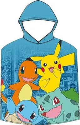 Zdjęcie produktu dla Ponczo z kapturem mikrofibra 50x100cm Pokemon