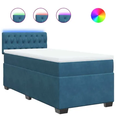 Produktbild von Boxspringbett mit Matratze Blau 90x200 cm Samt
