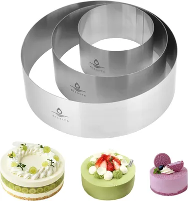 Produktbild von Kuchenformen-Set - 10,5 cm - Höhe 6 cm - Kuchenform - Edelstahl - Gebäck - Backform - Rund - Kuchen - Mousse