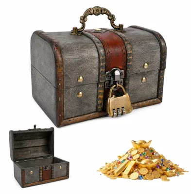 Imagen del producto de Cofre de madera vintage con cerradura para joyas