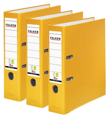 Obrázek produktu pro FALKEN, 3 kusy, plastové pořadníky, žluté, šířka 8 cm, formát DIN A4