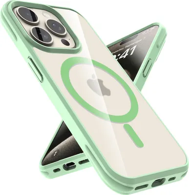 Produktbild von Hülle für Apple iPhone 15 PRO MAX Schutzhülle in HELLGRÜN MagSafe kompatibles Case Cover Etui mit Transparenter Rückseite