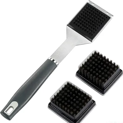 Imagen del producto de Cepillo para parrillas con raspador, con cerdas de metal, de 40x6x5 cm, para una limpieza profunda