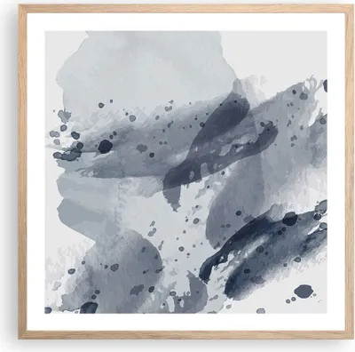Produktbild von Gerahmtes Poster - Rahmen in heller Eiche - Abstraktion Blau Minimalismus - 60x60 cm - Wand Bild - Wanddeko - Wandbilder - Kunstposter - Wandposter - Bilderrahmen - Bilder - P2NAC60x60-4941