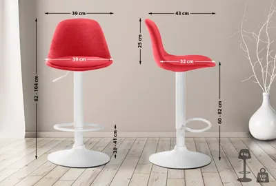 Produktbild von Barhocker Kiel Stoff weiß rot