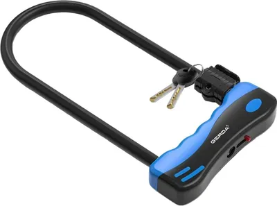 Immagine prodotto di Avizar, lucchetto a U con doppia chiusura e chiavi per biciclette/moto, nero/blu