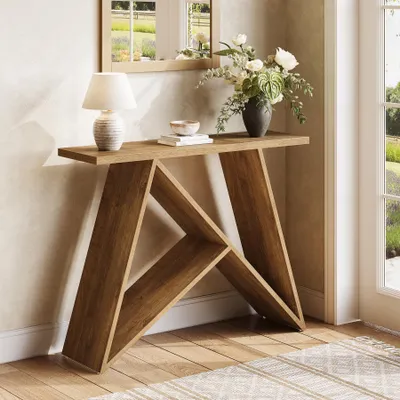 Produktbild von Tribesigns 105 cm Kleiner Konsolentisch, Eingangstisch, schmaler Bauernhaus Sofatisch für Wohnzimmer, Eingang, hinter der Couch, Flur,  braun