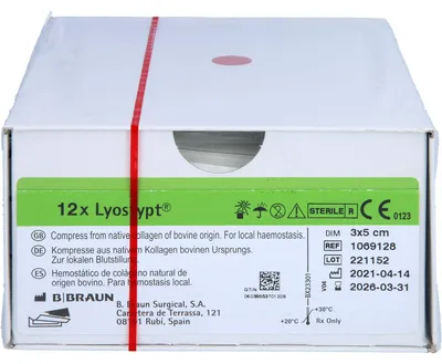 Obrázok produktu pre Lyostypt Kolagénové hemostyptové vlnené kompresy, 12 ks KOM
