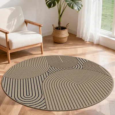 Image de Tapis rond en jute imitation, de 120 cm de diamètre, pour intérieur et extérieur