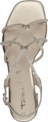 Produktbild von Tamaris Damen Sandalette Strass Karree Metallic Optik 1-28236-42, Größe:40 EU, Farbe:Gold