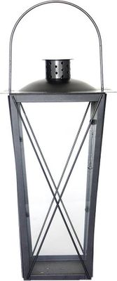 Rivanto® Laterne groß XL, L 20 x B 20 x H 40,5 cm, Eisengestell mit Transportbügel, Garten Deko, grau, Garten Laterne für draußen
