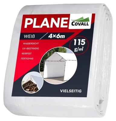 Immagine prodotto di Telo di copertura impermeabile, bianco, 4x6 metri, 115 g/m², con occhielli