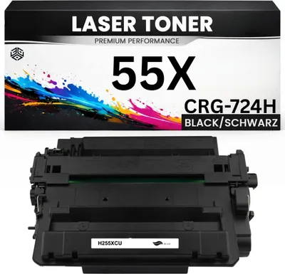 Produktbild von 2 x Toner 55X für HP Schwarz Tonerkartusche wie Original CE255X / CRG-724H Canon i-SENSYS LBP6750DN/6780X LaserJet Enterprise P3015/3015dn/3016 500 M525dn