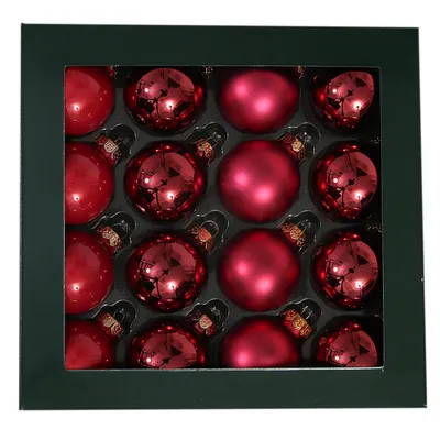 Produktbild von 16 x kleine Baumkugeln aus Glas Ø 3 cm - Weihnachtsrot - Christbaumkugeln - Weihnachtskugeln - Baumschmuck Glas
