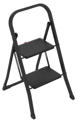 Immagine prodotto di Scala pieghevole con 2 gradini, acciaio nero, dimensioni 82x52x42 cm