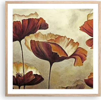 Produktbild von Gerahmtes Poster - Rahmen in heller Eiche - Mohn Blume Wiese - 60x60 cm - Wand Bild - Wanddeko - Wandbilder - Kunstposter - Wandposter - Bilderrahmen - Bilder - Kunstdruck - Wandbild - P2NAC60x60-3760
