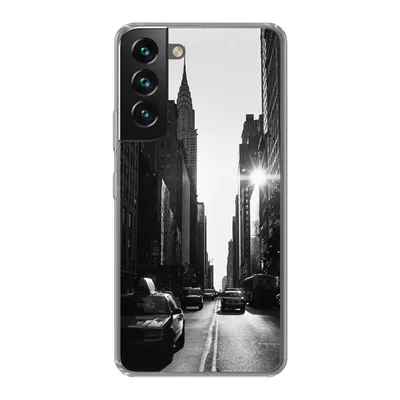 Produktbild von MuchoWow® Handyhülle Schutzhülle Hülle für Samsung Galaxy S22 Eine ruhige Straße in New York in Schwarz und Weiß Silikon Softcase Handy Hülle - Mobiltelefonhülle