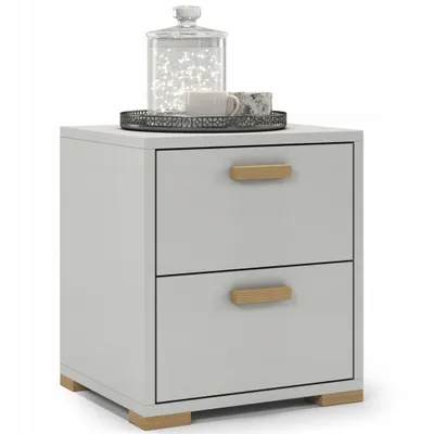 Obrázok produktu pre Nočný stolík 40x45x35 cm, sivý, 2 zásuvky, moderný klasický štýl