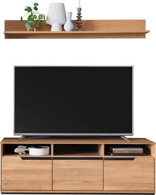 Produktbild von Wohnwand in Eiche teilmassiv mit Wandboard & Lowboard, 2-teilig - AVESTA-06