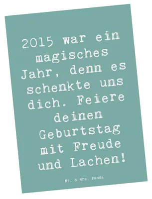 Produktbild von Mr. & Mrs. Panda Postkarte Spruch 2015 Geburtstag - Meeresbrise - Geschenk, Ansichtskarten, kunstkarte, Grußkarte, bildkarte, unvergessliche Momente, Alter, feiern