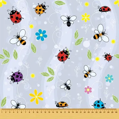 Image de OUTDOOR DECOSTOFF OXFORD - Motif coccinelle et insectes sur fond bleu