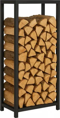Produktbild von Kaminholzregal Brennholzregal Pulverbeschichteter Stahl 60×25×100 cm Schwarz matt 110 kg Tragkraft Feuerholzregal Kaminholzhalter