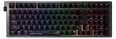Produktbild von ASUS ROG Strix Morph 96, Verkabelt & Kabellos, USB + RF Wireless + Bluetooth, Mechanischer Switch, QWERTZ, RGB-LED, Schwarz