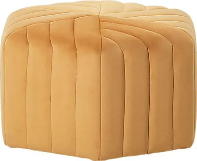 Produktbild von BELIANI Pouf Sitzhocker Senfgelb Samtstoff 100% Polyester Wohnzimmer Retro-Optik Sechseck