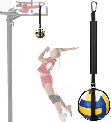 Obrázek produktu pro Tréninkové zařízení pro volejbal s podstavcem – pomůcka pro trénink úderů (smash) směrem k basketbalovému koši – nastavitelné volejbalové zařízení – individuální tréninkové zařízení pro zlepšení podání, výskoku a síly úderu.