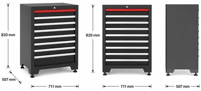 Produktbild von 8‐Schubladen Schrank Modul für Schranksystem - 711 x 507 x 820 mm | RETTER - RT01Y8002