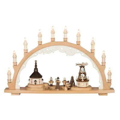 Produktbild von Saico Lichterbogen LED Seiffener Weihnacht Holz 66 cm warmweiß natur