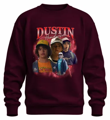 Immagine prodotto di Dustin Henderson Stranger Fan Gift Retro 80s Vintage Hawkins Felpa Unisex Pullover, Borgogna, S